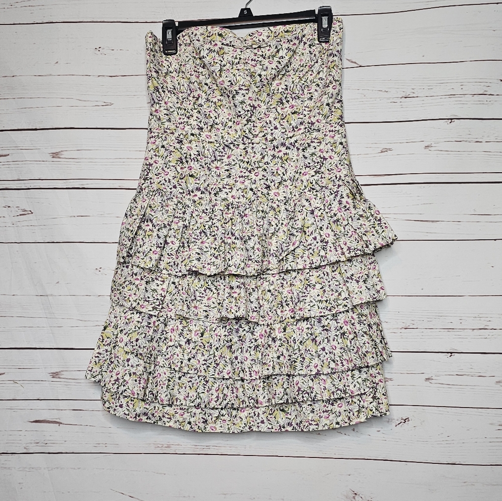 J. Crew Strapless Floral Tiered Mini Dress - Picture 2 of 13